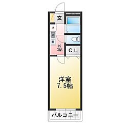 マンションコモ 1Kの間取図画像