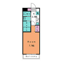 A・city桜井駅前 1Kの間取図画像