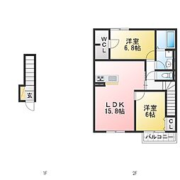 ミオ フラーゼ B棟 2LDKの間取図画像