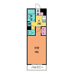 アップルヒルズ2 1Kの間取図画像