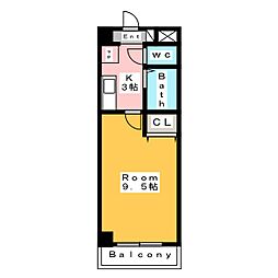 A・City桜町 1Kの間取図画像