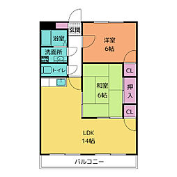 ガーデンシティ三河安城 2LDKの間取図画像