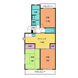 パークヒルズささめ 3DKの間取図画像
