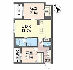 クレールコート安城 2LDKの間取図画像