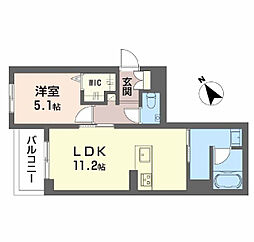 クレールコート安城 1LDKの間取図画像