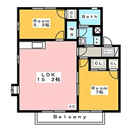 グリーンパーク新町B 2LDKの間取図画像