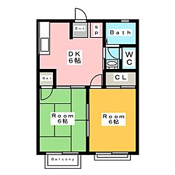 コーポ松 2DKの間取図画像