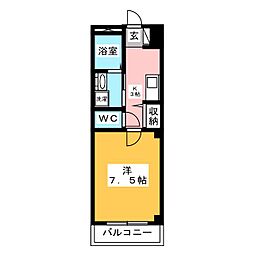 グラニート・テンA 1Kの間取図画像