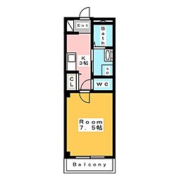 グラニート・テンB 1Kの間取図画像