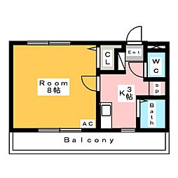 ラ・ヴェールマンション 1Kの間取図画像