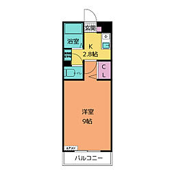 アップルヒルズ2 1Kの間取図画像