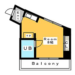 祥福マンション赤松 ワンルームの間取図画像