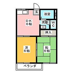 タウニー春日B 2DKの間取図画像