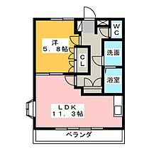 ティアリークリスタル  ｜ 愛知県稲沢市陸田宮前１丁目（賃貸マンション1LDK・1階・44.00㎡） その2