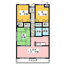 エステート長茂 3階3LDKの間取り
