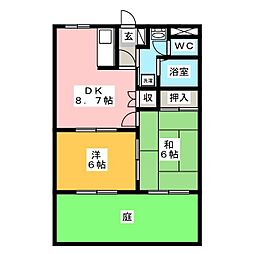 シャトーサンタ 2DKの間取図画像