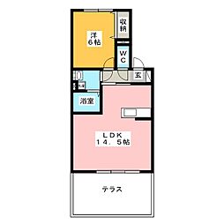 シエルコートIII 1階1LDKの間取り