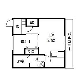 ティンガーラ須ヶ口 EAST 1LDKの間取図画像