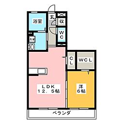 グランコート 1階1LDKの間取り