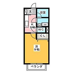 ペアハイツシャトー 1Kの間取図画像