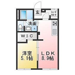 サンシャインA 1LDKの間取図画像
