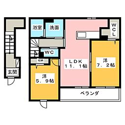ファミール・K参番館2 2LDKの間取図画像