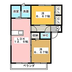 ロワジール2 2LDKの間取図画像