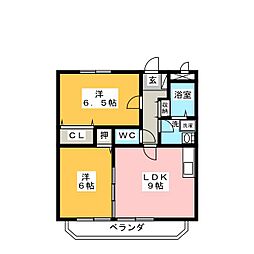 ピースタウン恒川 2LDKの間取図画像