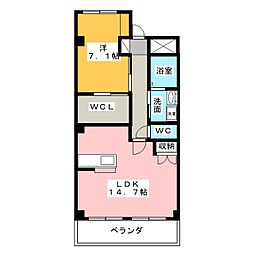 ブルーローズ 1LDKの間取図画像