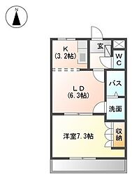 サンメゾンなみよせ 1LDKの間取図画像