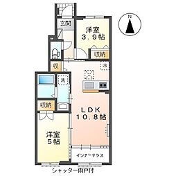 パルティール 2LDKの間取図画像