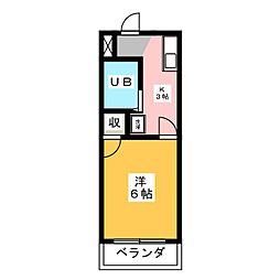 第2柴山ハイツ 1Kの間取図画像