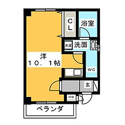 ジョイフル・M ワンルームの間取図画像