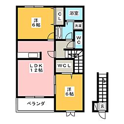 ミッテフリーデ1 2LDKの間取図画像