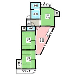グリーンビュー稲沢 3DKの間取図画像