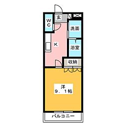 サンライフハサマ 1Kの間取図画像