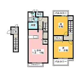 ステイブル神明 2LDKの間取図画像