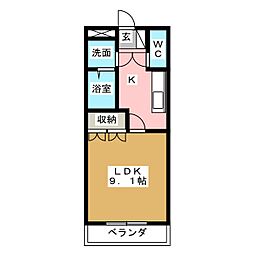 アイリス 1Kの間取図画像