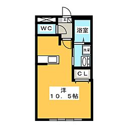 セルリアンクォーレ ワンルームの間取図画像