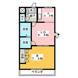 サンメゾンなみよせ 1LDKの間取図画像