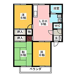 ツインパークB 3DKの間取図画像