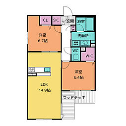 シャーメゾンリバティー 2LDKの間取図画像