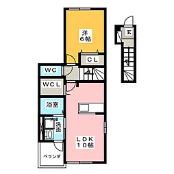 プラシード2 1LDKの間取図画像
