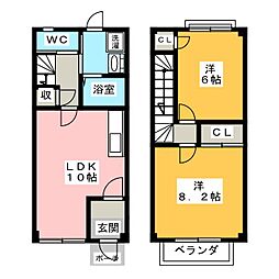 リュイソーＹ 2階2LDKの間取り