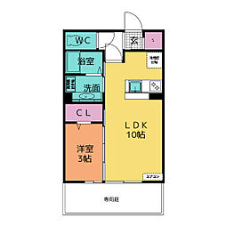 アンベリール堀の内 1階1LDKの間取り
