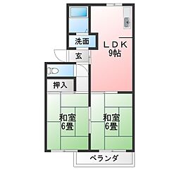 ロイヤルハイツB 2LDKの間取図画像