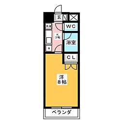 ヴァンベール・M 1Kの間取図画像