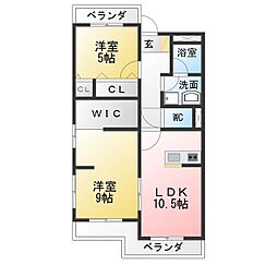 エルグランデ花塚 2LDKの間取図画像