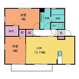 フォレスタB 2LDKの間取図画像
