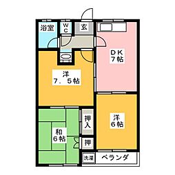 ファインＡ 2階3DKの間取り